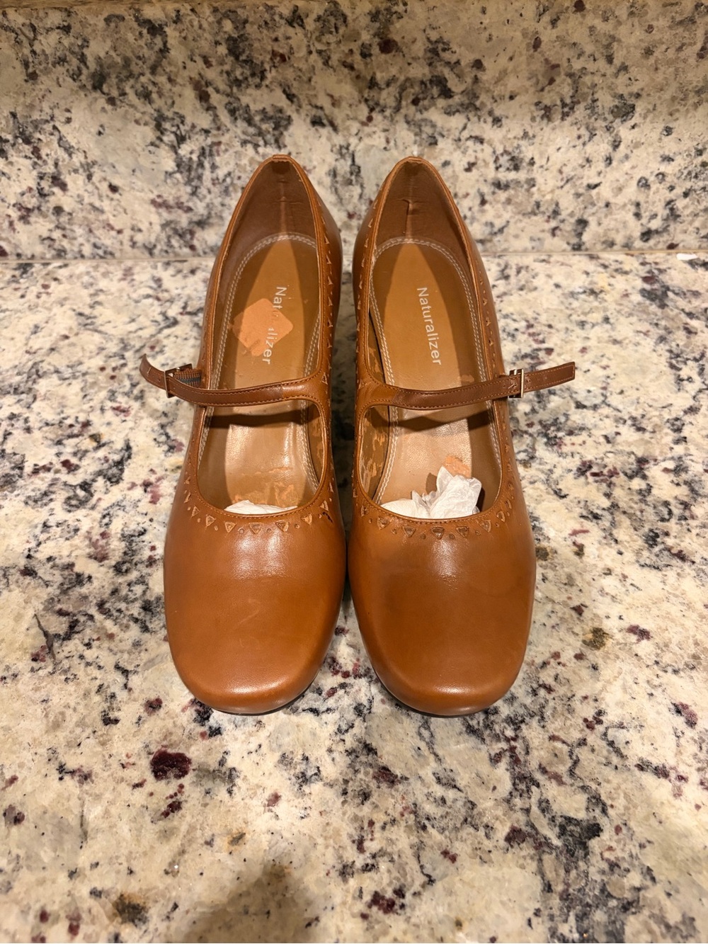 Naturalizer Cognac Mary Jane Heels with Strap